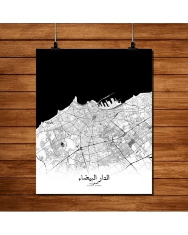 Affiche Casablanca Carte N&B 40x50