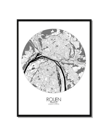 Affiche Rouen Carte ronde 40x50