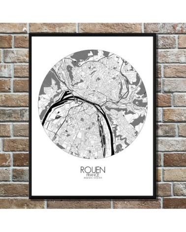 Affiche Rouen Carte ronde 40x50