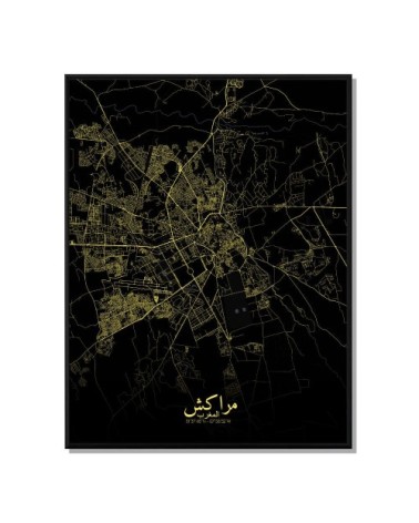 Affiche Marrakech Carte Nuit 40x50