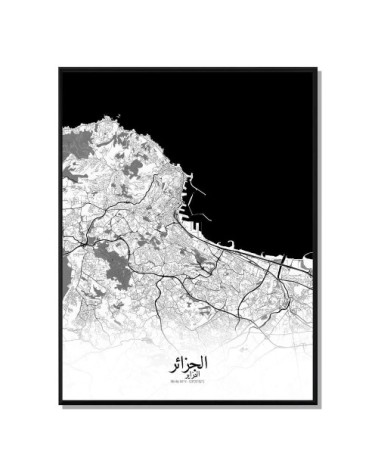 Affiche Alger Carte N&B 40x50