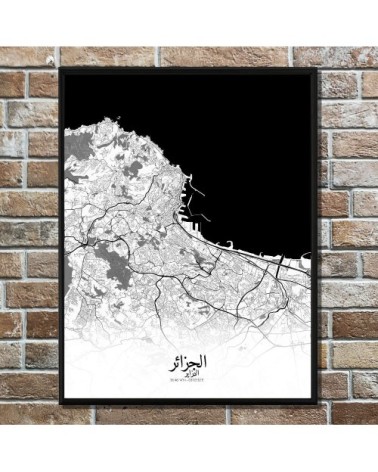 Affiche Alger Carte N&B 40x50