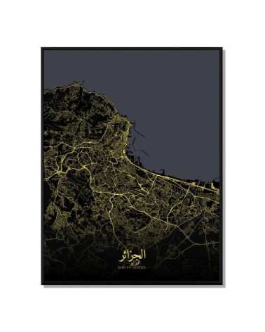 Affiche Alger Carte Nuit 40x50