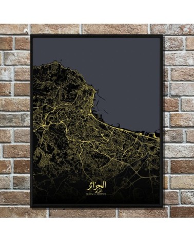Affiche Alger Carte Nuit 40x50
