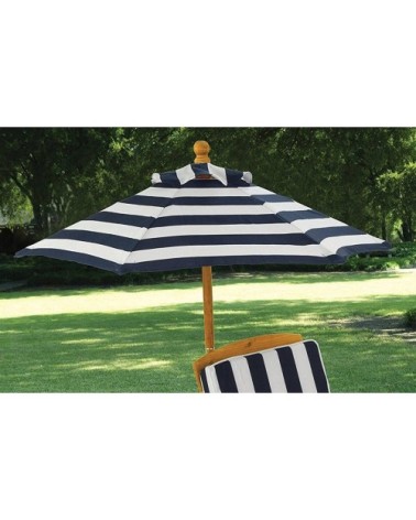 Chaise longue d'extérieur pour enfant avec parasol bleu