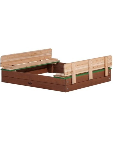 Bac à sable  en bois avec bancs et couvercle 120x120cm