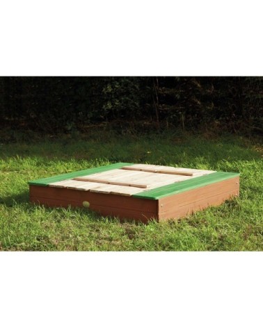 Bac à sable  en bois avec bancs et couvercle 120x120cm