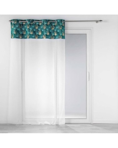 Voilage sable top velours or émeraude 140x240cm
