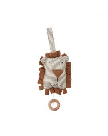 Mobile musical lion marron en coton H16x14x8cm