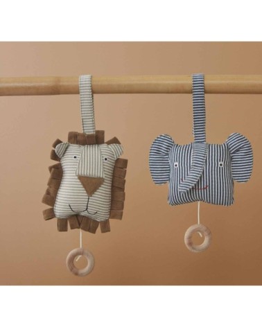 Mobile musical lion marron en coton H16x14x8cm