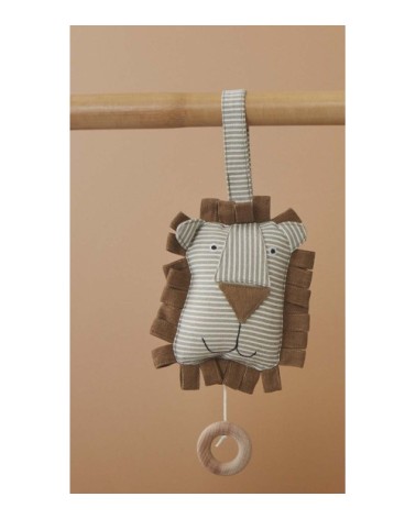 Mobile musical lion marron en coton H16x14x8cm