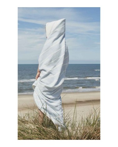 Serviette de bain à capuche bleu en coton organique H100x100cm