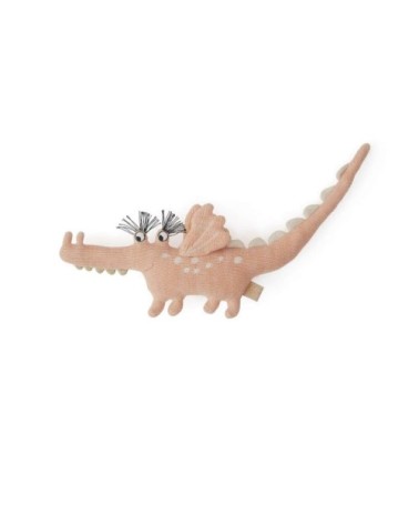 Peluche crocodile rose en coton H11x33x4cm
