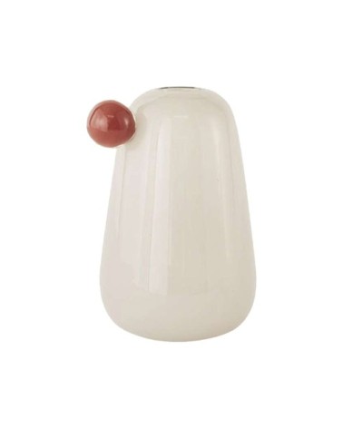 Vase blanc en verre Ø12,5xH20cm