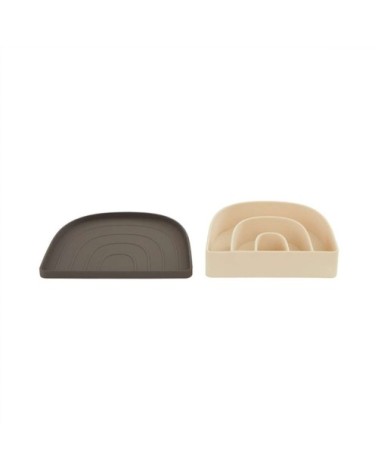 Assiette et bol marron en silicone H1,2x20,5x17cm/H3,3x17,5x14,5cm