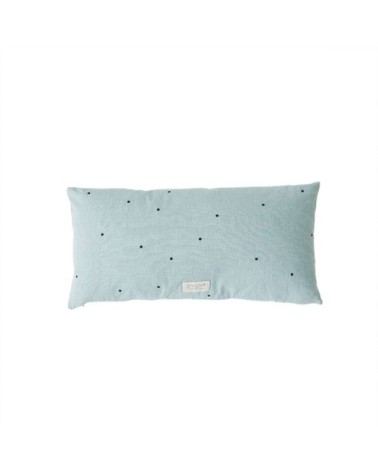 Coussin à pois long vert en coton organique H30x60cm