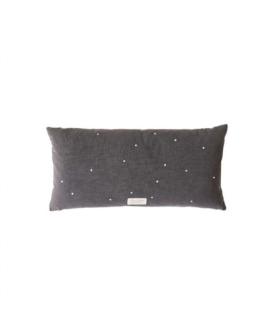 Coussin à pois long noir en coton organique H30x60cm
