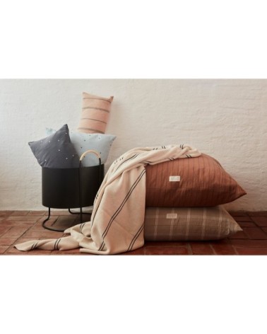 Coussin à pois long noir en coton organique H30x60cm