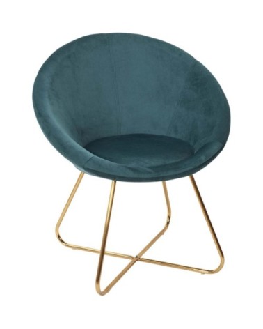 Fauteuil en métal et tissu Karl bleu canard