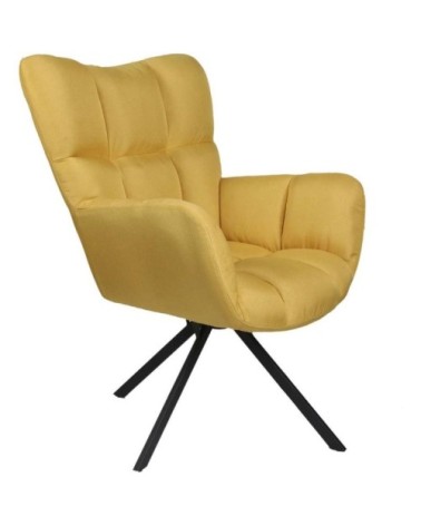 Fauteuil pivotant en tissu jaune