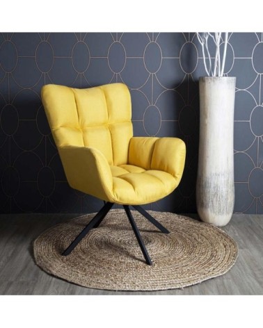 Fauteuil pivotant en tissu jaune