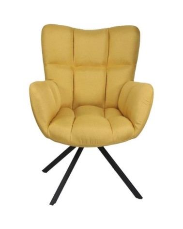 Fauteuil pivotant en tissu jaune