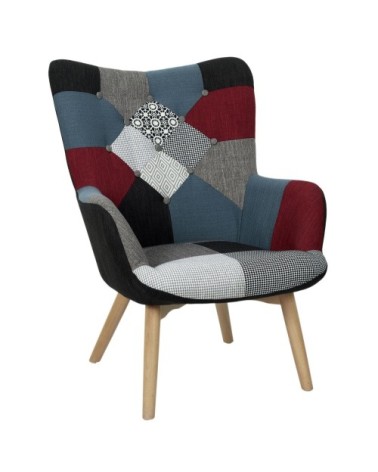 Fauteuil assise en tissu patchwork