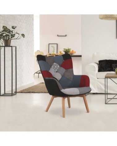 Fauteuil assise en tissu patchwork