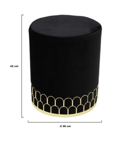 Pouf liseré en métal doré noir