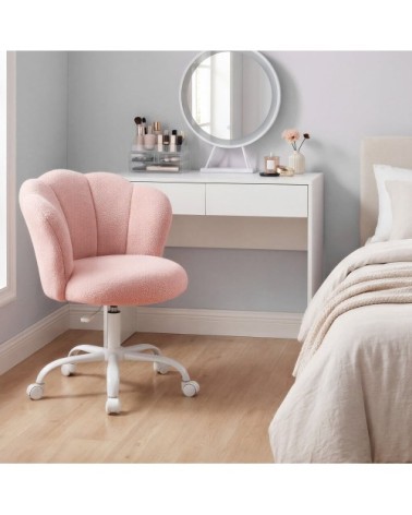 Chaises de bureau pivotant réglable dossier pétale pour chambre rose