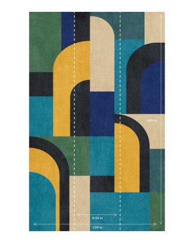 Papier peint graphique Blue Block 159x280cm