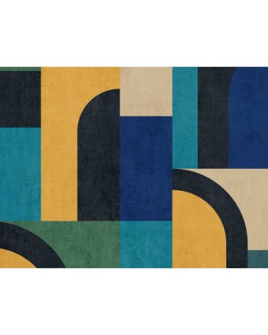 Papier peint graphique Blue Block 159x280cm