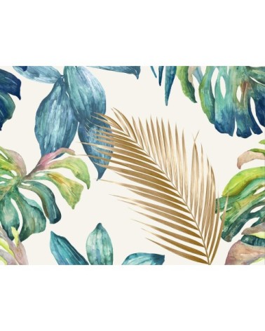Papier peint palme d'or et feuilles exotiques 159x280cm