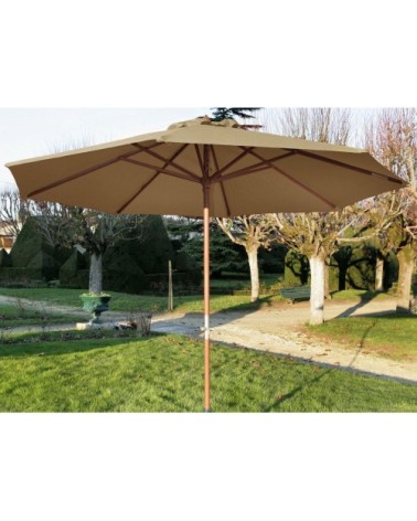Parasol en bois 350 cm avec manivelle june taupe