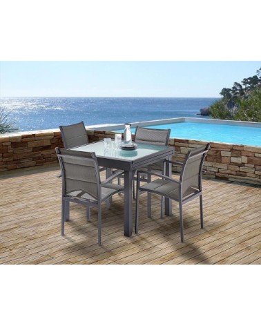 Table jardin modulo 4 à 8 personnes gris
