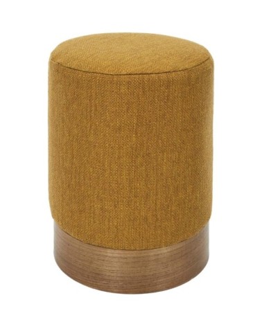 Pouf rond en tissu alban moutarde