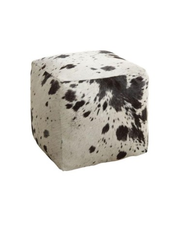 Pouf cube en peau de vache