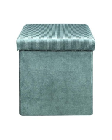 Pouf coffre pliable en velours design L. 38 x H. 38 cm bleu