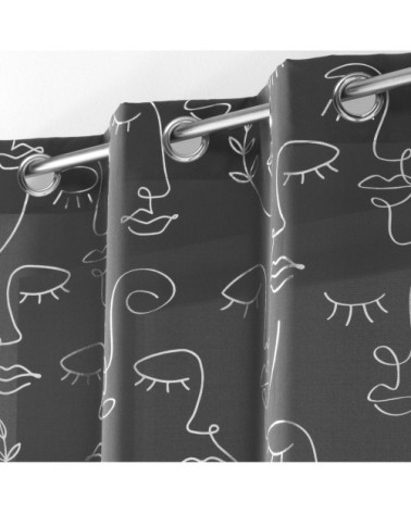 Rideau à impressions métallisées polyester anthracite/argent 260x140cm