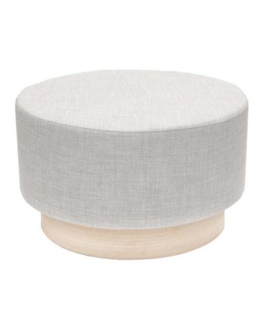 Pouf scandinave en tissu base bois 60 cm gris clair