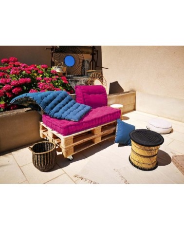 Coussin de palette en coton coloré 120 x 60 cm fuchsia