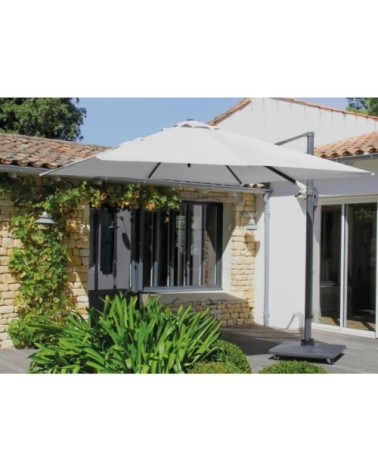 Parasol déporté en aluminium 3x3m dom blanc