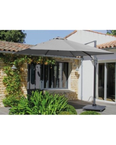 Parasol déporté en aluminium 3x3m dom gris