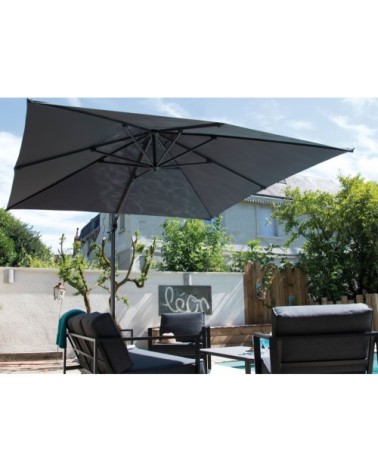 Parasol déporté carré en aluminium 2,5x2,5m roma gris