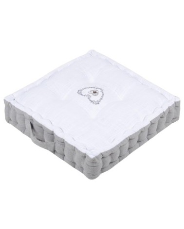 Coussin de sol coton gris 45x45cm