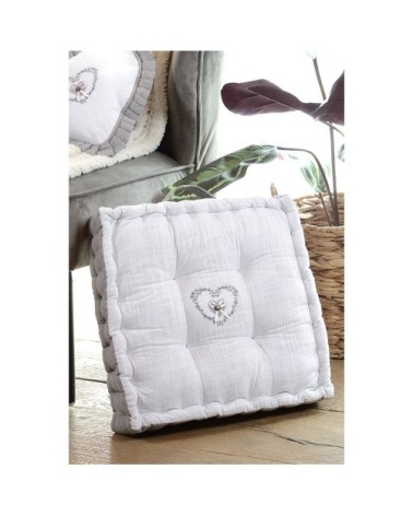 Coussin de sol coton gris 45x45cm