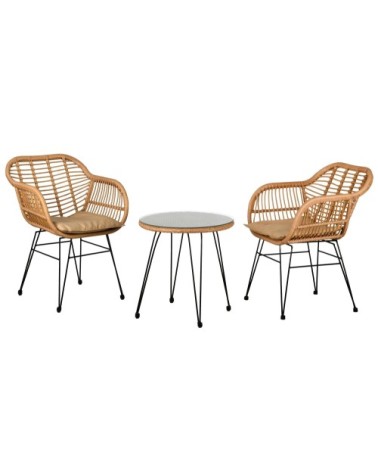 Salon 3 pièces en rotin synthétique eden