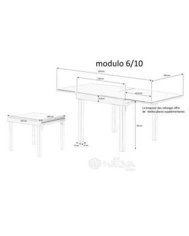 Salon de jardin moderne 6 personnes Modulo bois