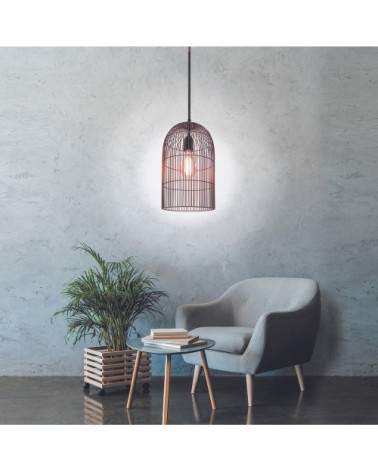 Suspension cage haute filaire cuivre mat