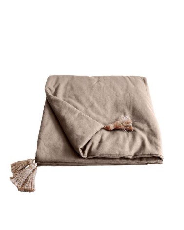 Édredon pompons jute naturel 90x190cm